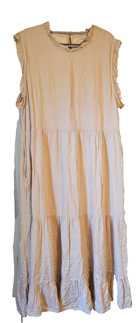 Sweet Magnolia Women's XXL Cream Tiered Maxi Dress Lace Trim Sleeveless NWT